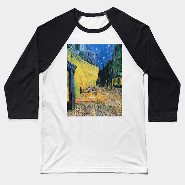 Café Terrace at Night Baseball T-Shirt by fleurdesignart